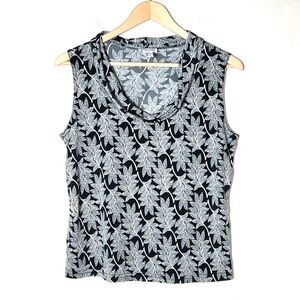 Western Connection black and white leaf print tank top blouse size large L B187